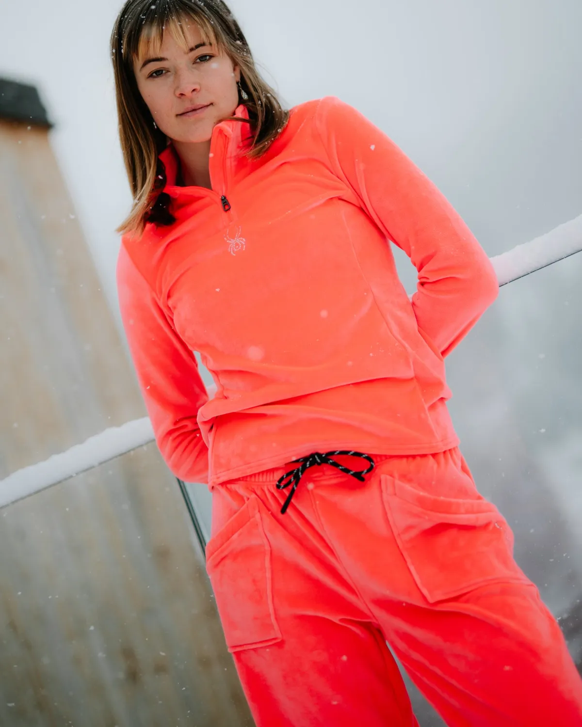 Spyder Shimmer velurbukse dame coral avslappet