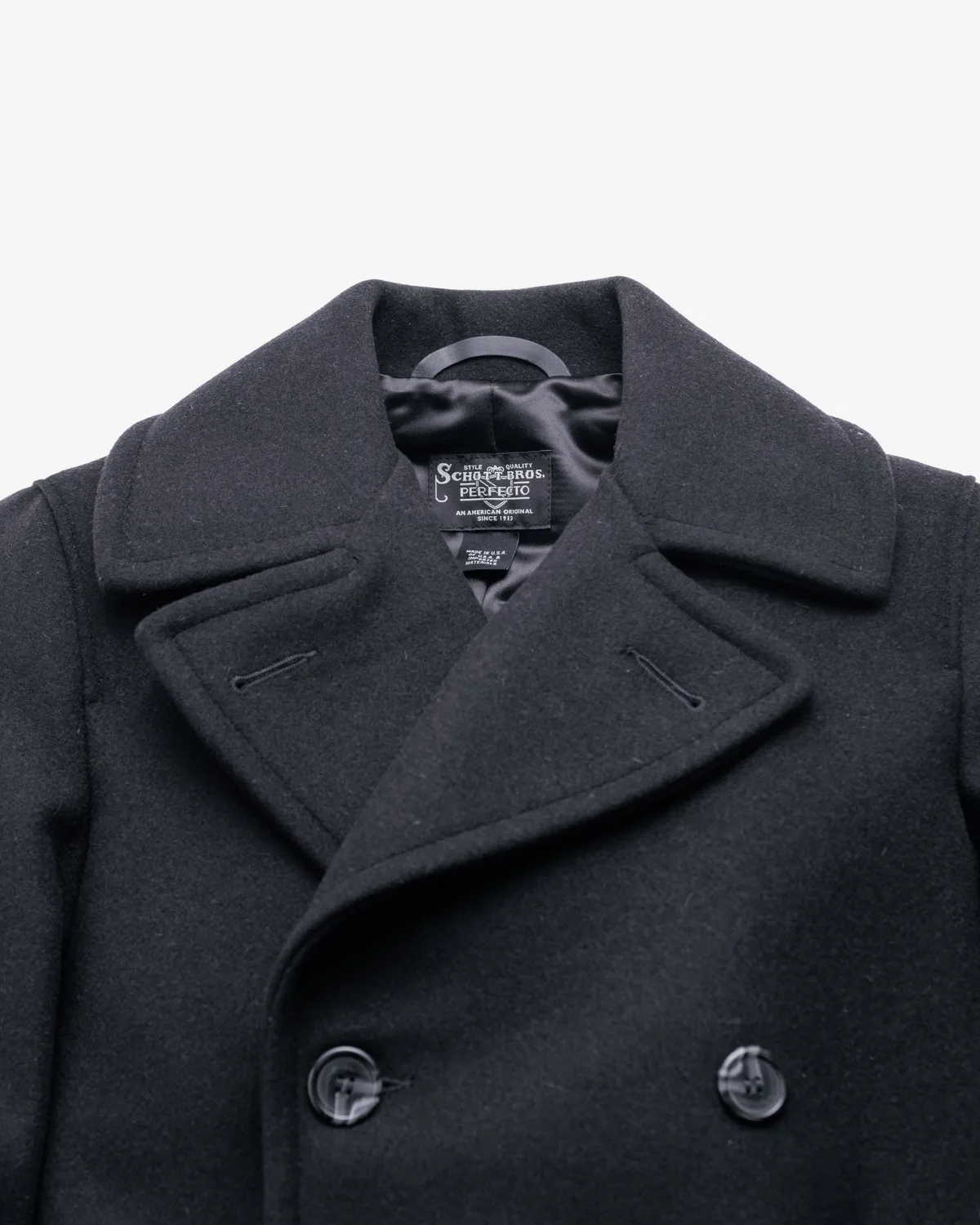Schott NYC 764 peacoat ullkåpe svart 28oz