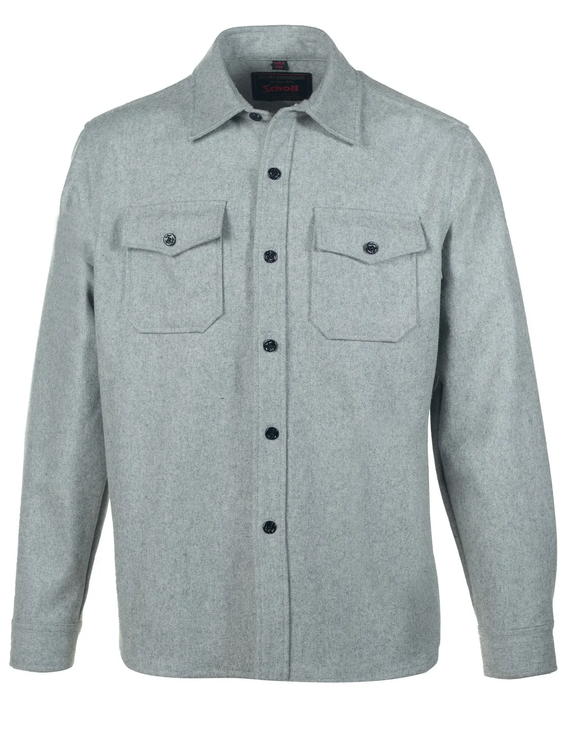 Schott NYC 7810 CPO ullskjorte svart 50% ull