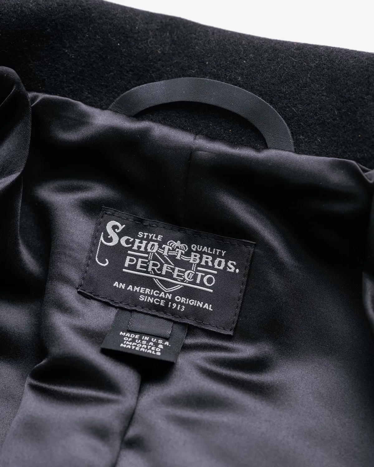 Schott NYC 764 peacoat ullkåpe svart 28oz