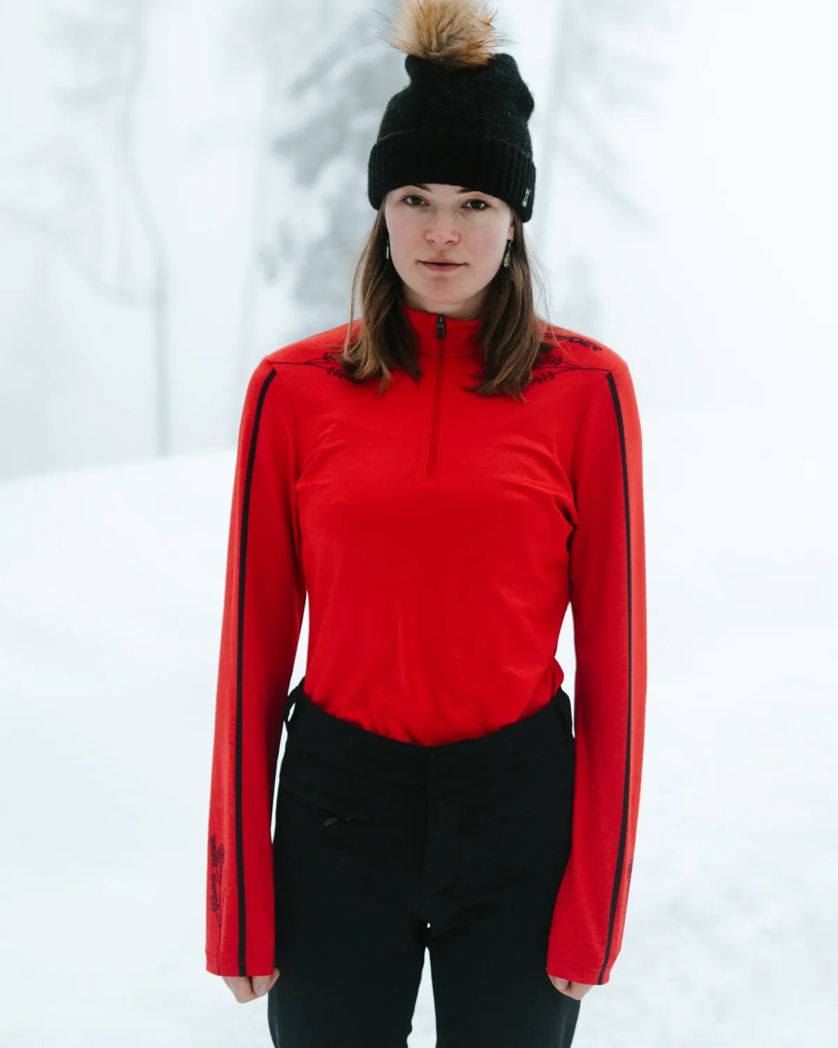 Spyder Vivid quarter zip dame Spyder Red fukttransporterende