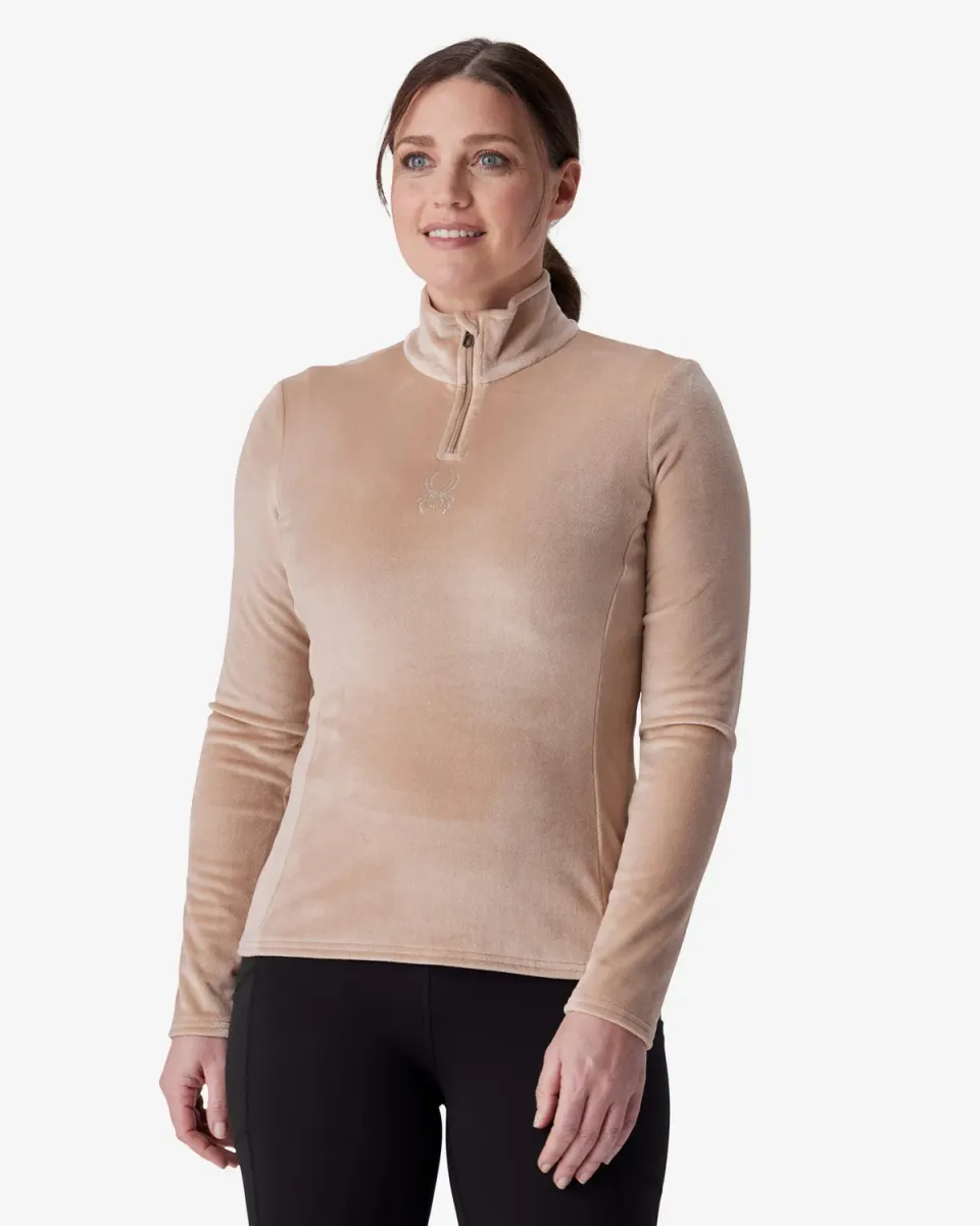 Spyder Shimmer Bug half-zip tan velour tettsittende