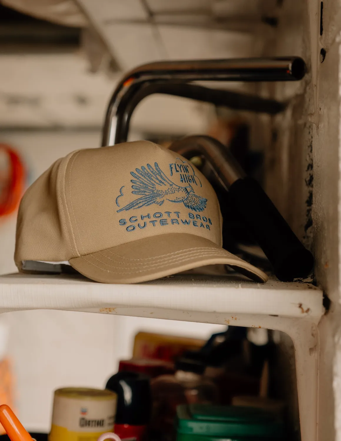 Schott NYC HDUCK caps khaki brodert and