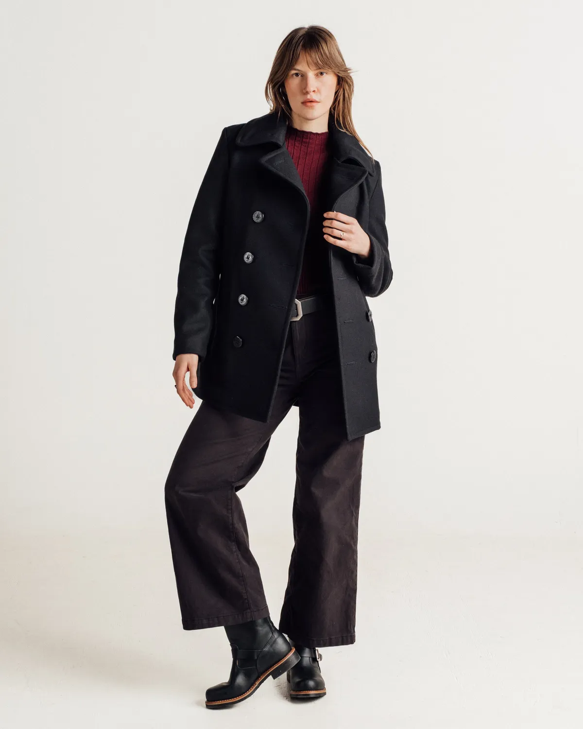 Schott NYC 754W ullkåpe dame navy klassisk