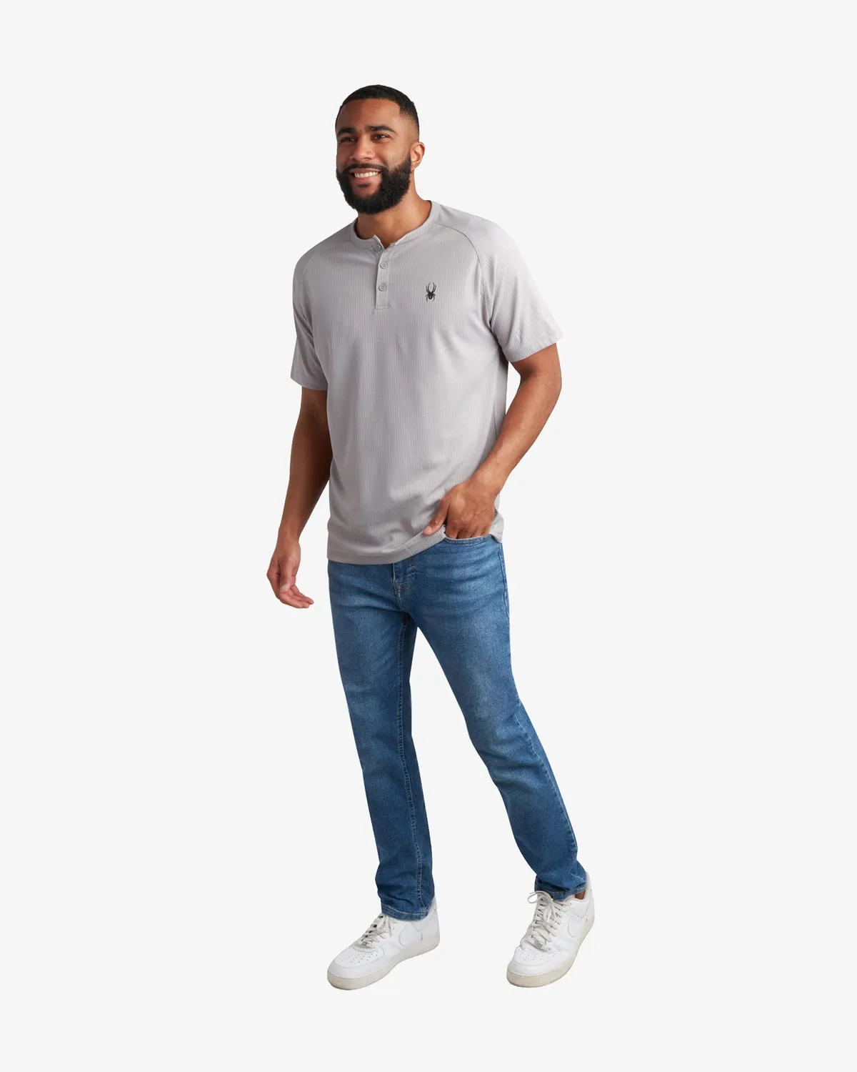 Spyder Short Sleeve henley herre grå UPF30+
