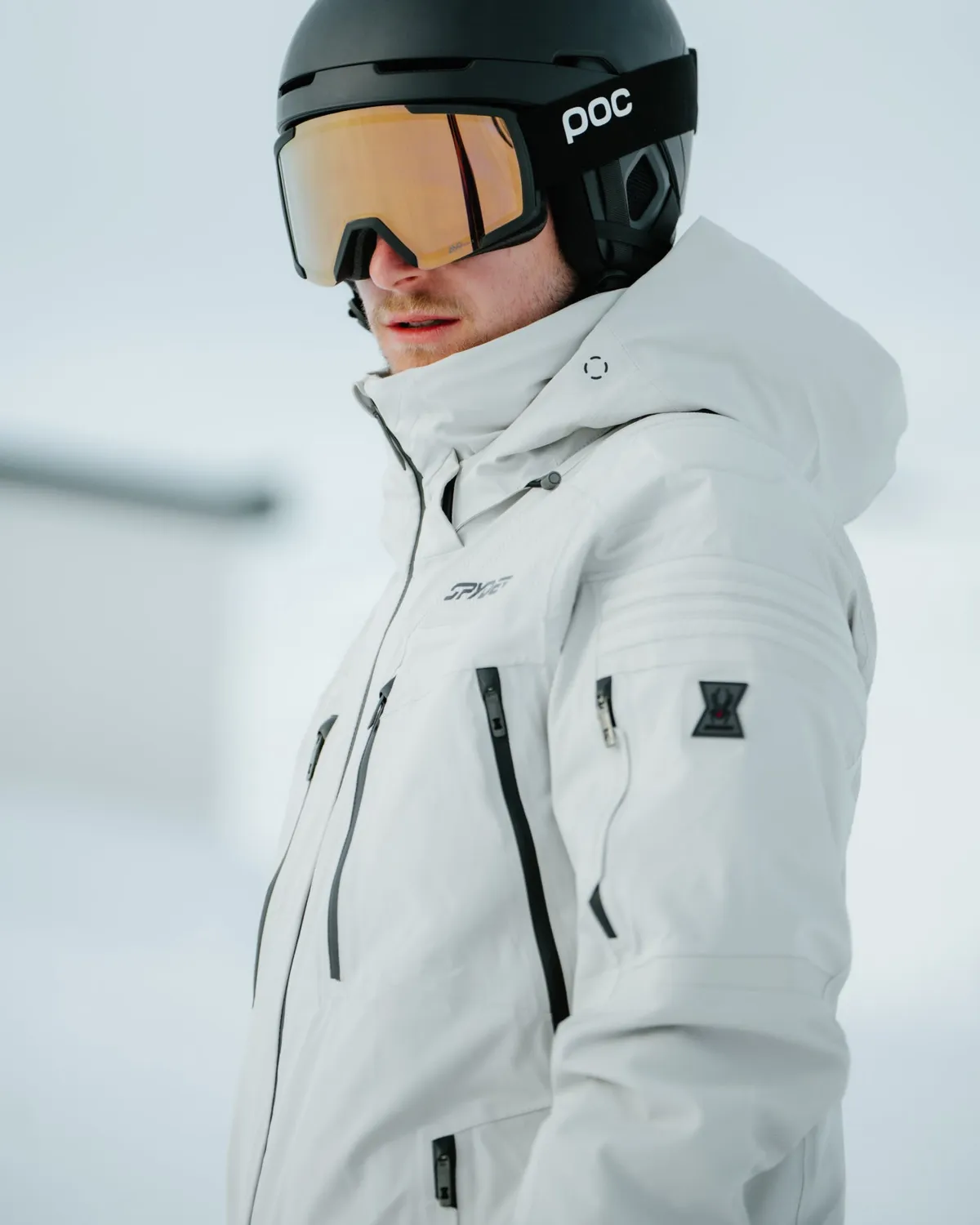 Spyder Pinnacle skijakke herre lysegrå vanntett