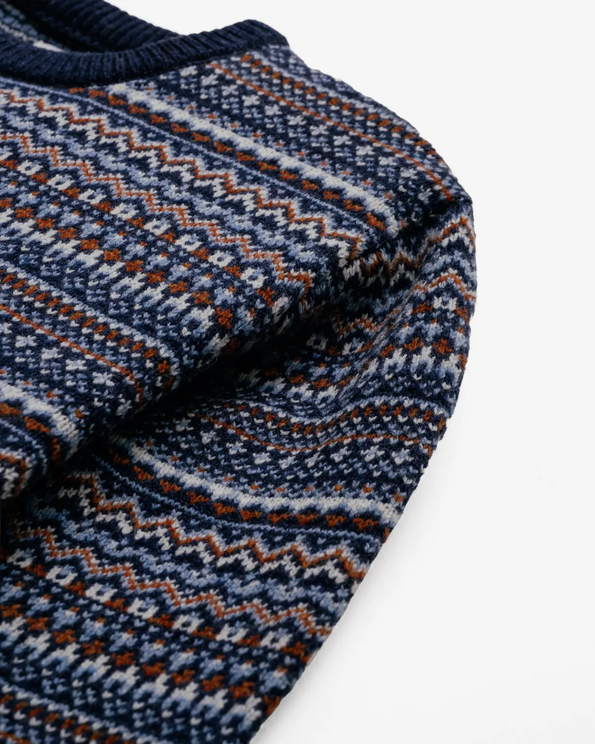 Schott NYC SW2460 genser blå fair isle ull