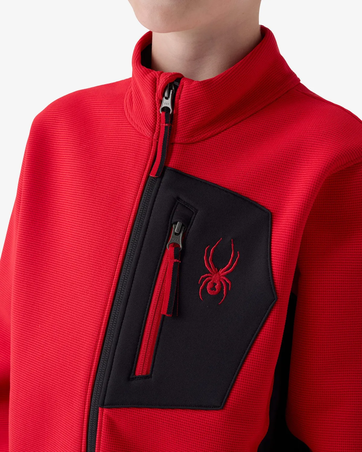 Spyder Bandit Sweater Fleece fleecejakke barn spyder red antibakteriell