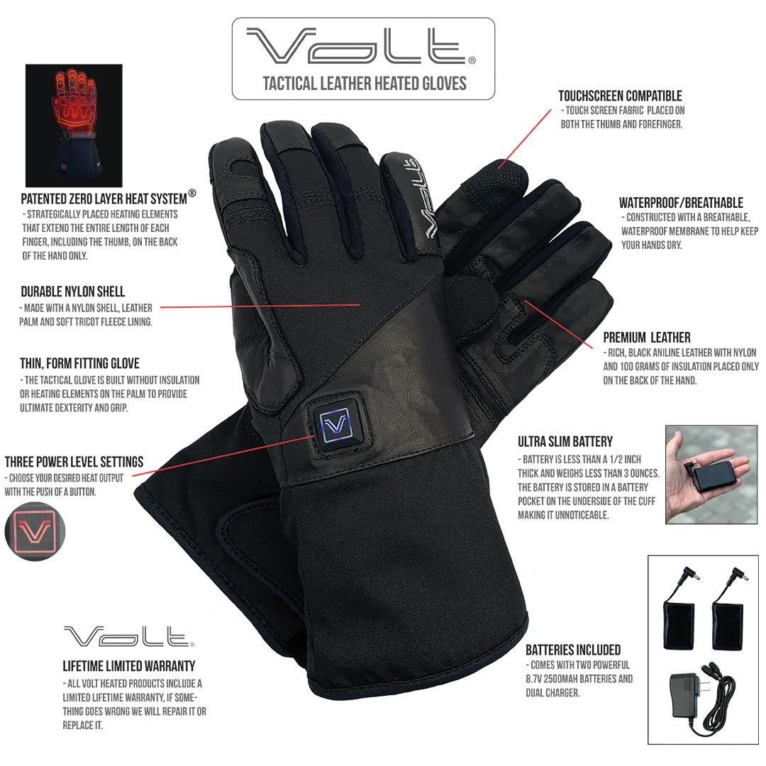 VoltHeat Tactical 8V skytehansker svart lær