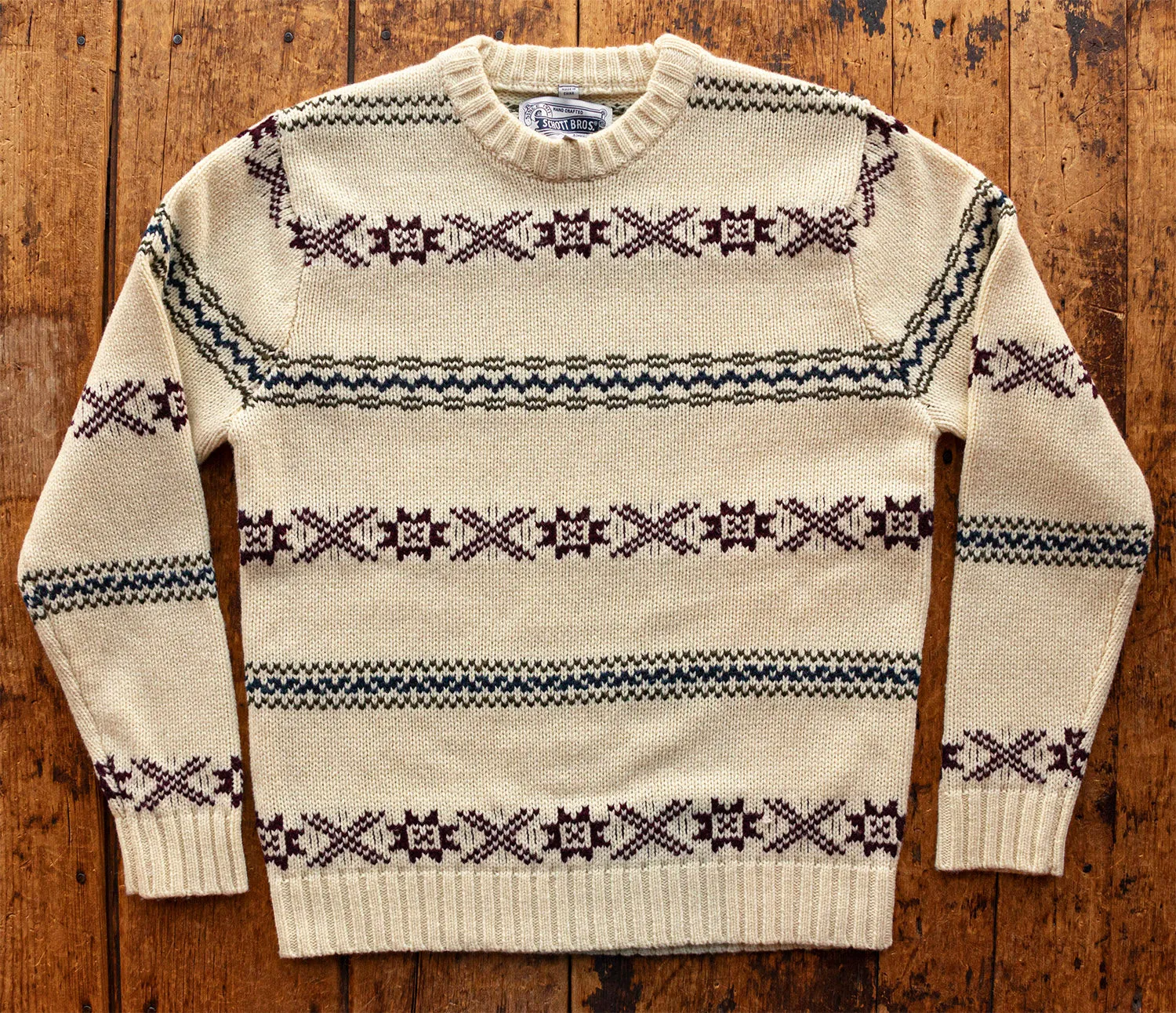 Schott NYC SW2360 ullgenser Off White norsk mønster