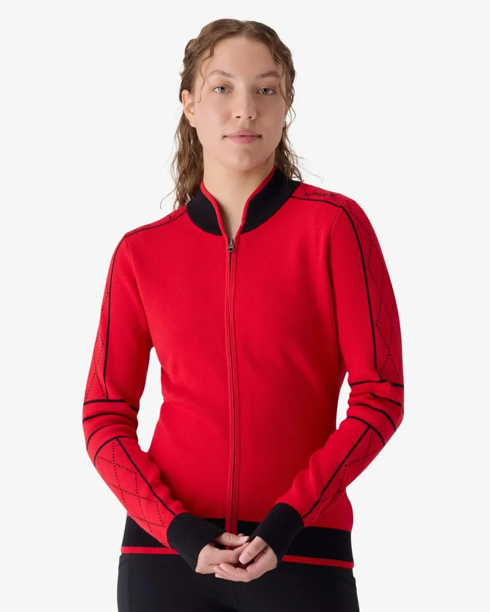 Spyder Spritz Ski Sweater strikkejakke rød dame