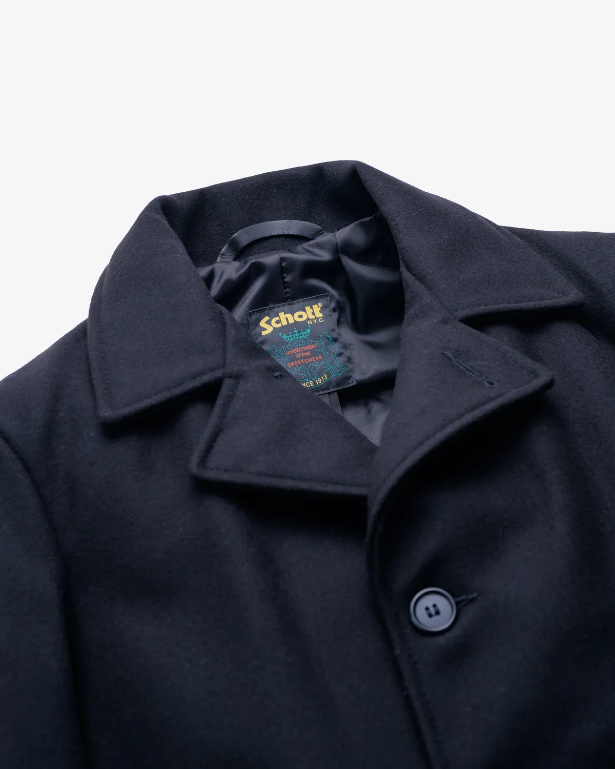 Schott NYC 709 ullkåpe navy ullblanding