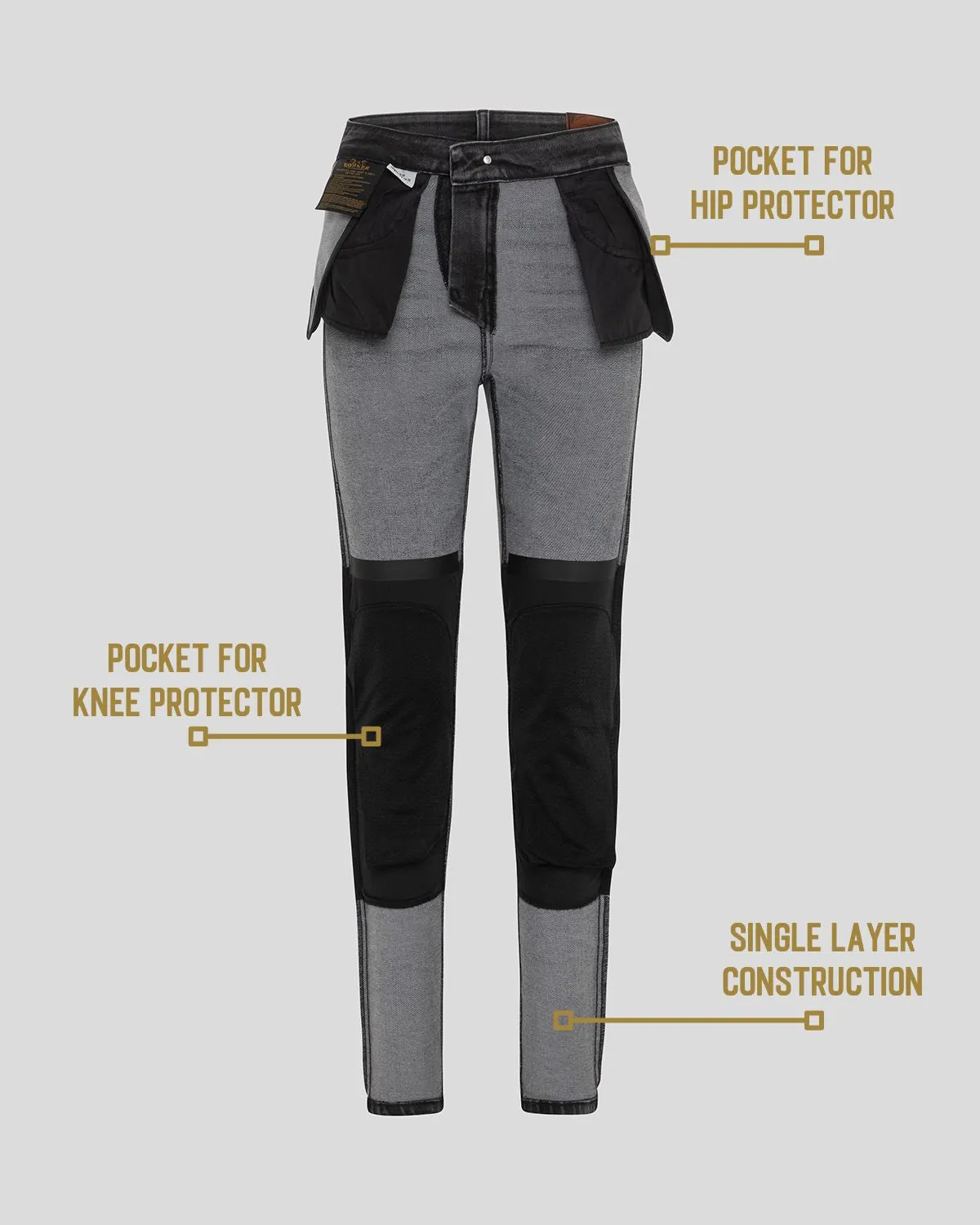 Rokker Rokkertech High Waist MC-jeans mørkegrå