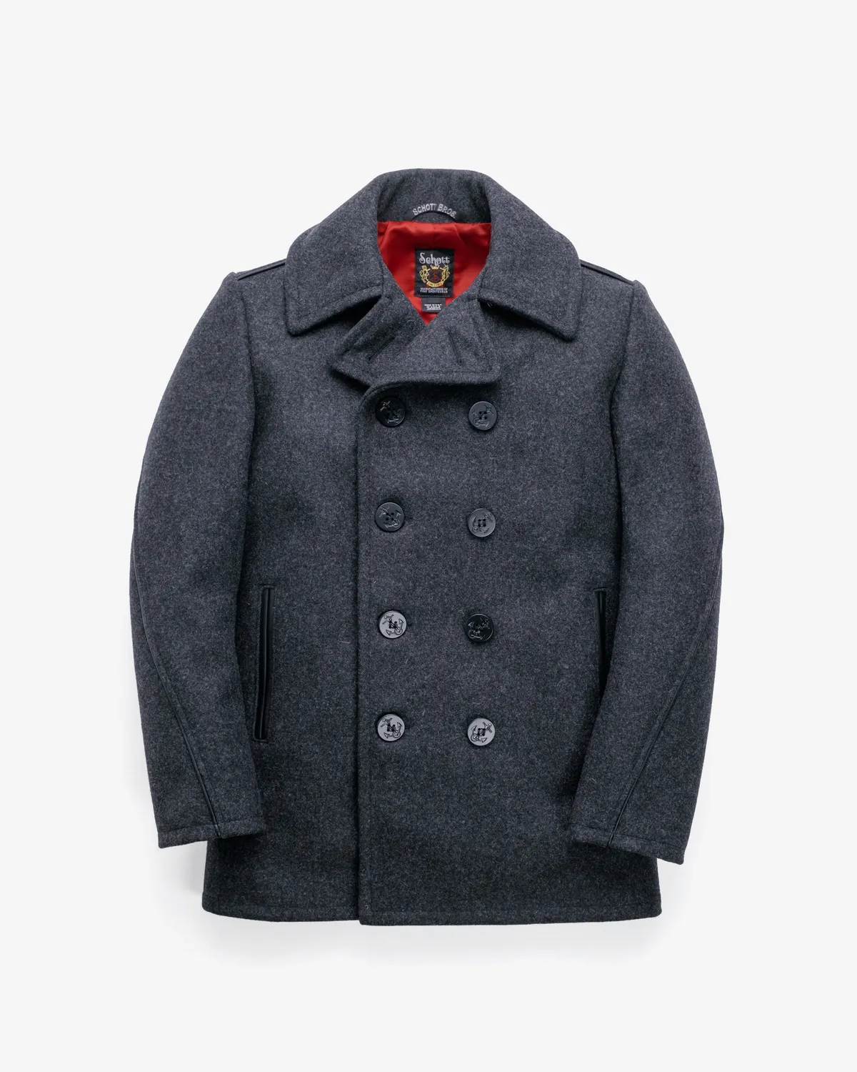 Schott NYC 740C peacoat marine – ull og skinn