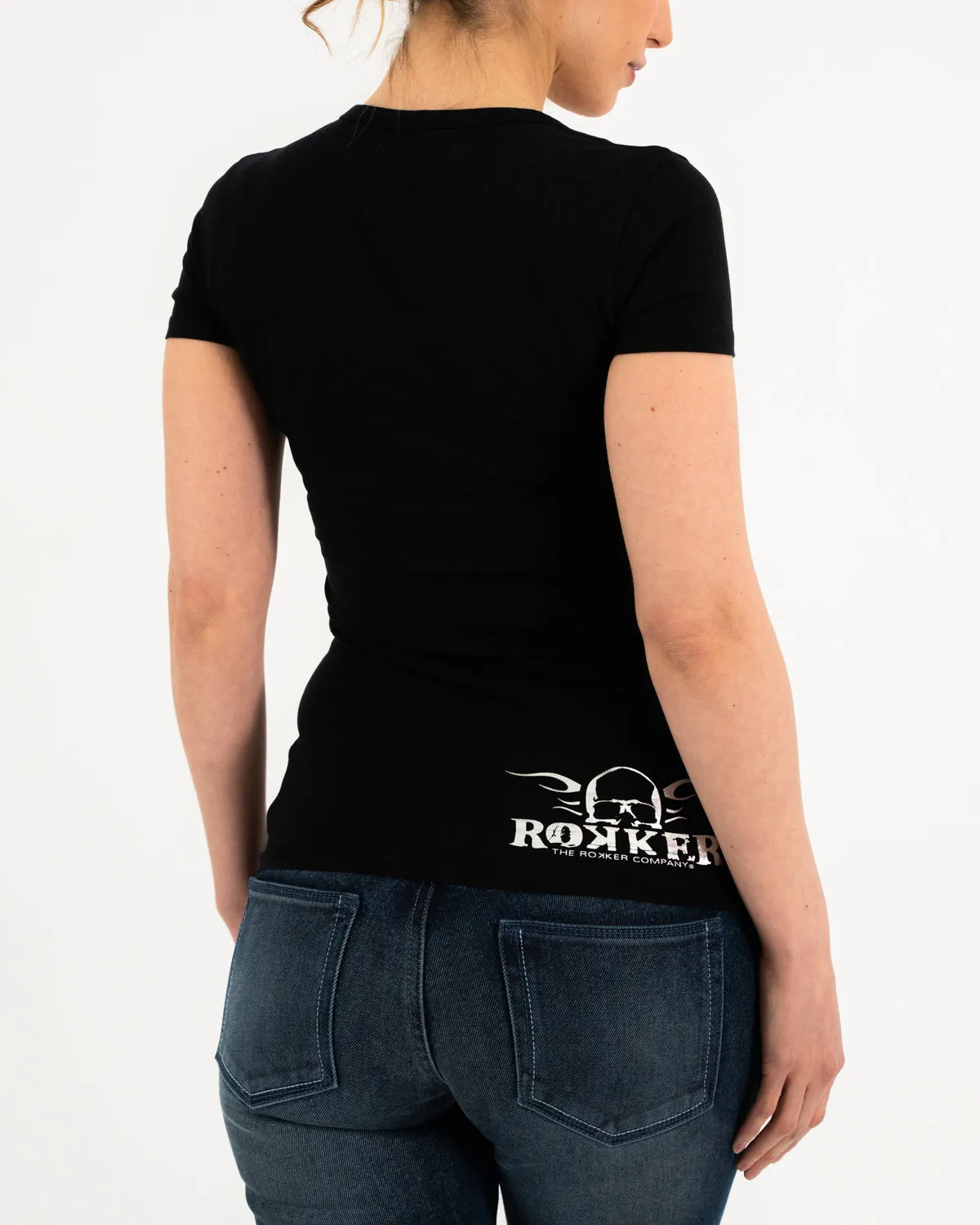 Rokker Lady Black t-skjorte dame svart stretch