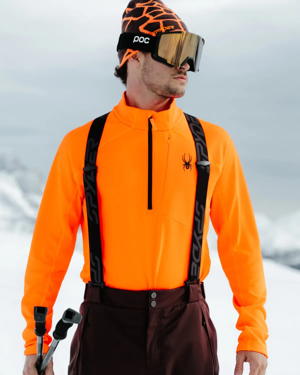Spyder Gridweb half-zip fleecegenser fusion orange pustende