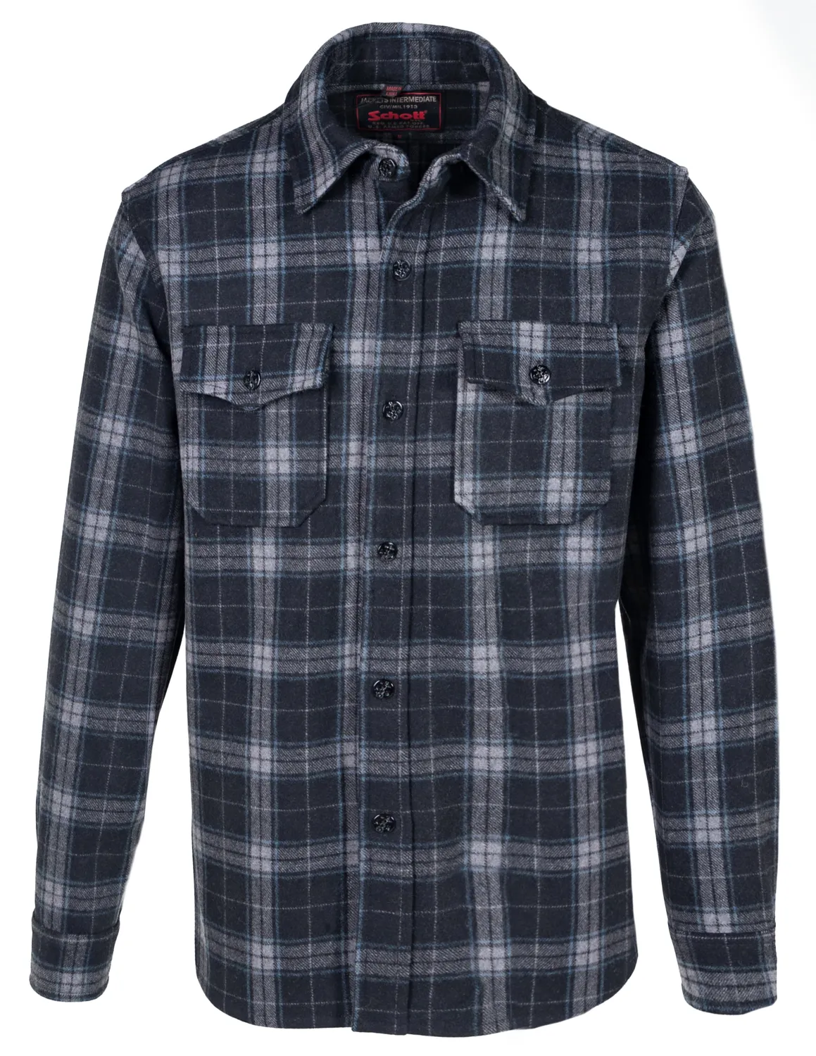 Schott NYC 7210P CPO-skjorte svart ullblanding 30"