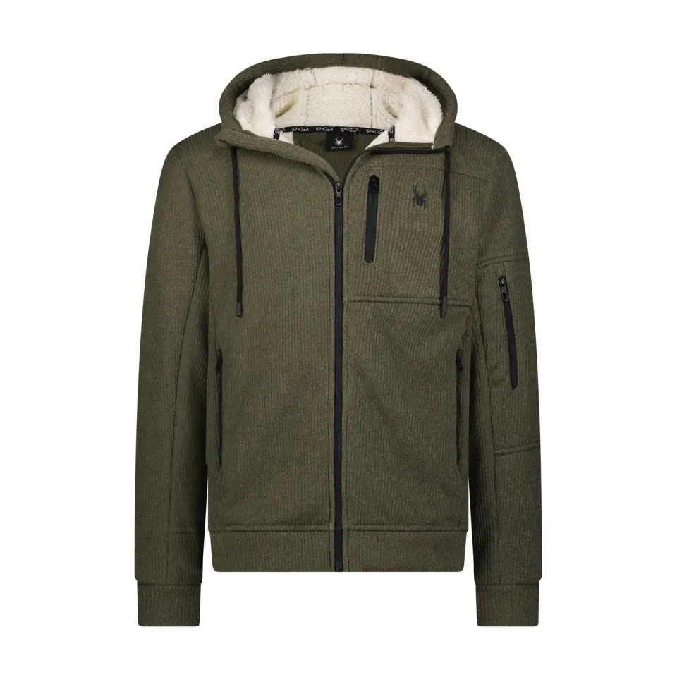 Spyder Sherpa hettegenser herre oliven glidelås