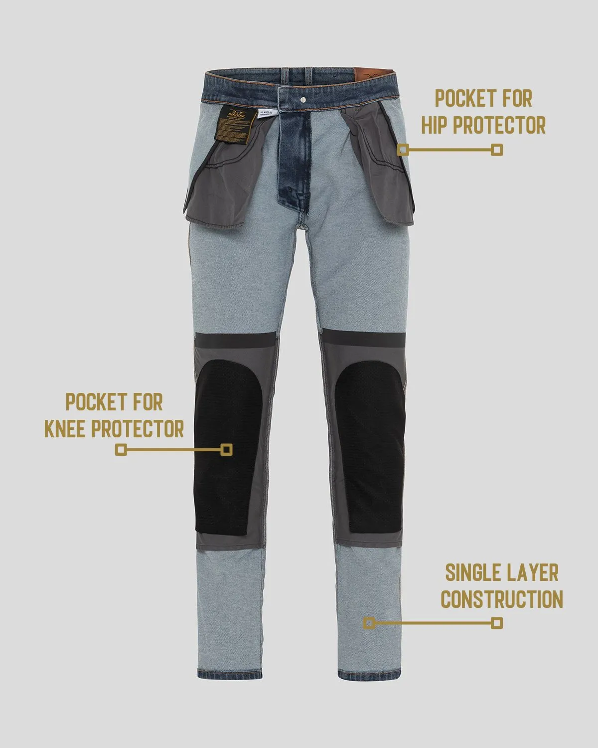 Rokker ROKKERTECH Tapered Slim motorsykkeljeans blå