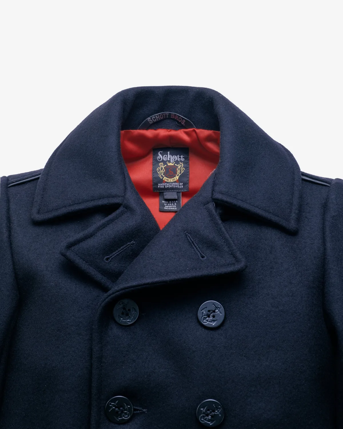 Schott NYC 740C peacoat marine – ull og skinn