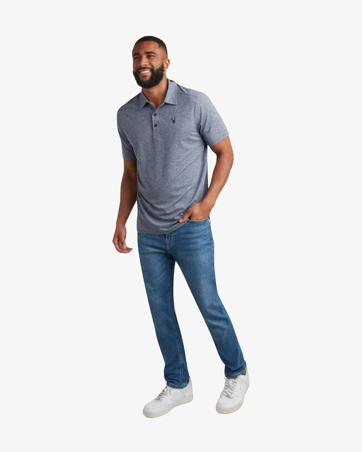 Spyder Short Sleeve Jersey poloskjorte marineblå stretch