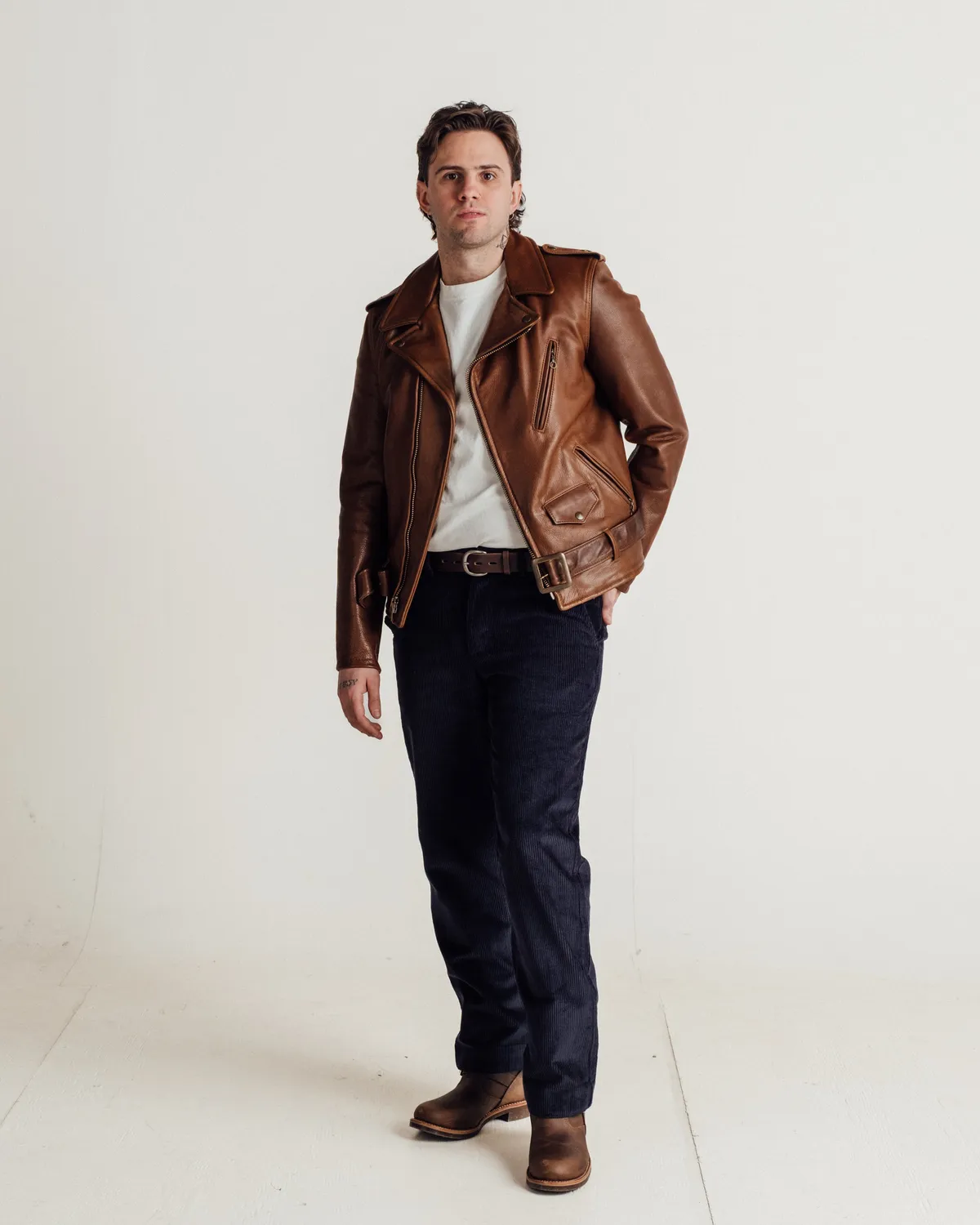 Schott NYC Perfecto 519 skinnjakke svart anilin-kuskinn