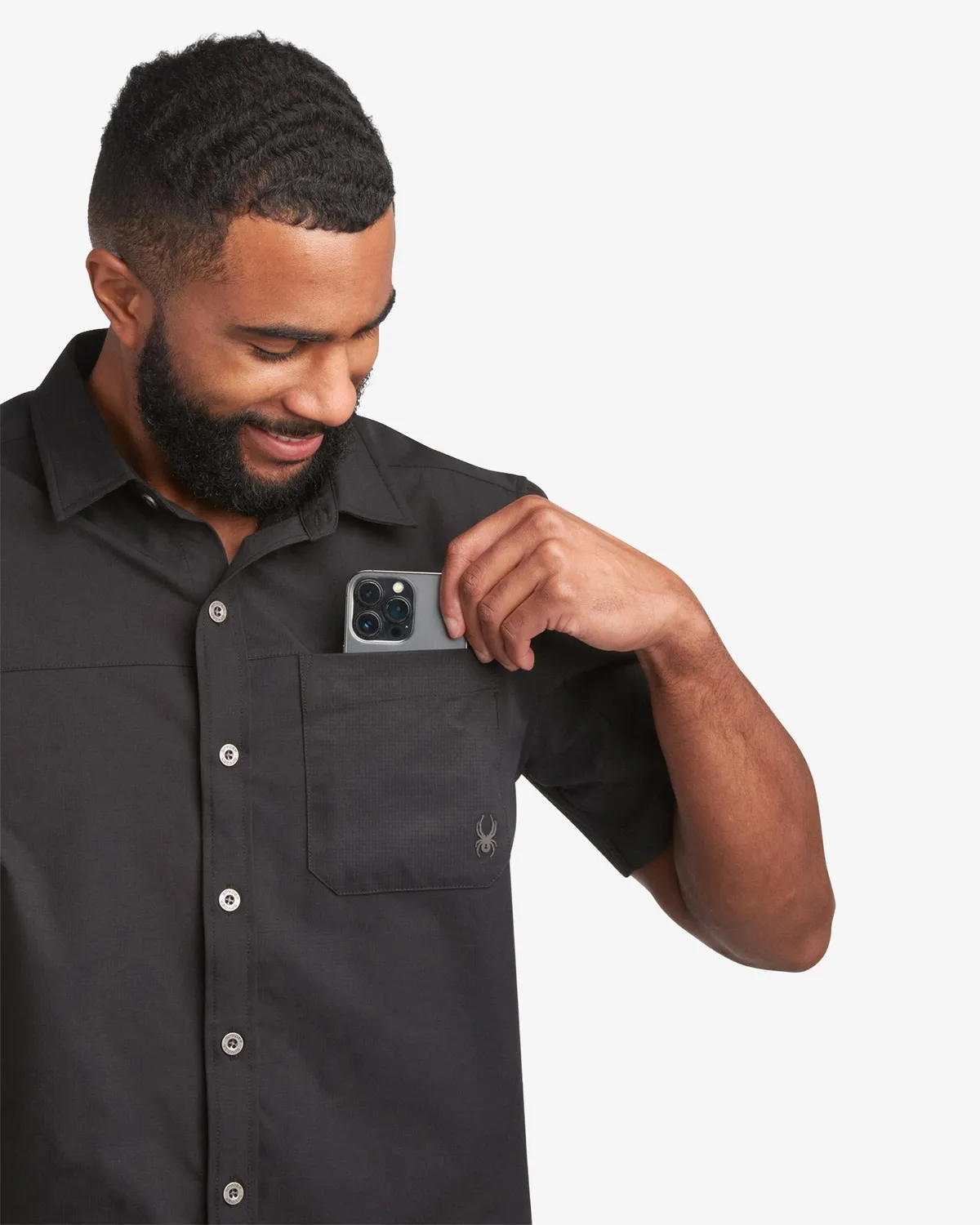 Spyder Ripstop polo herre sort kort erme pustende