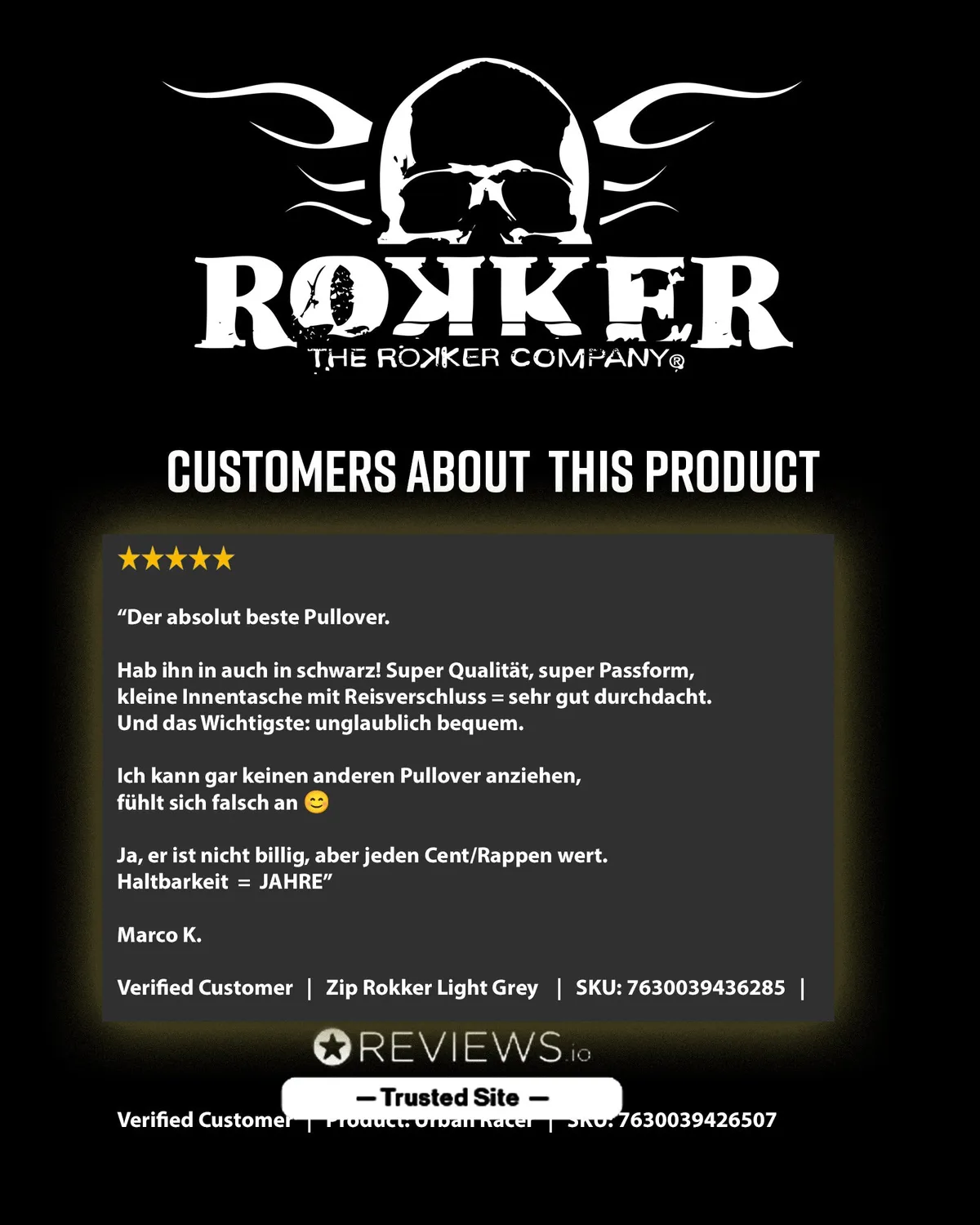 Rokker Zip Light Grey hoodie herre 500 g/m2