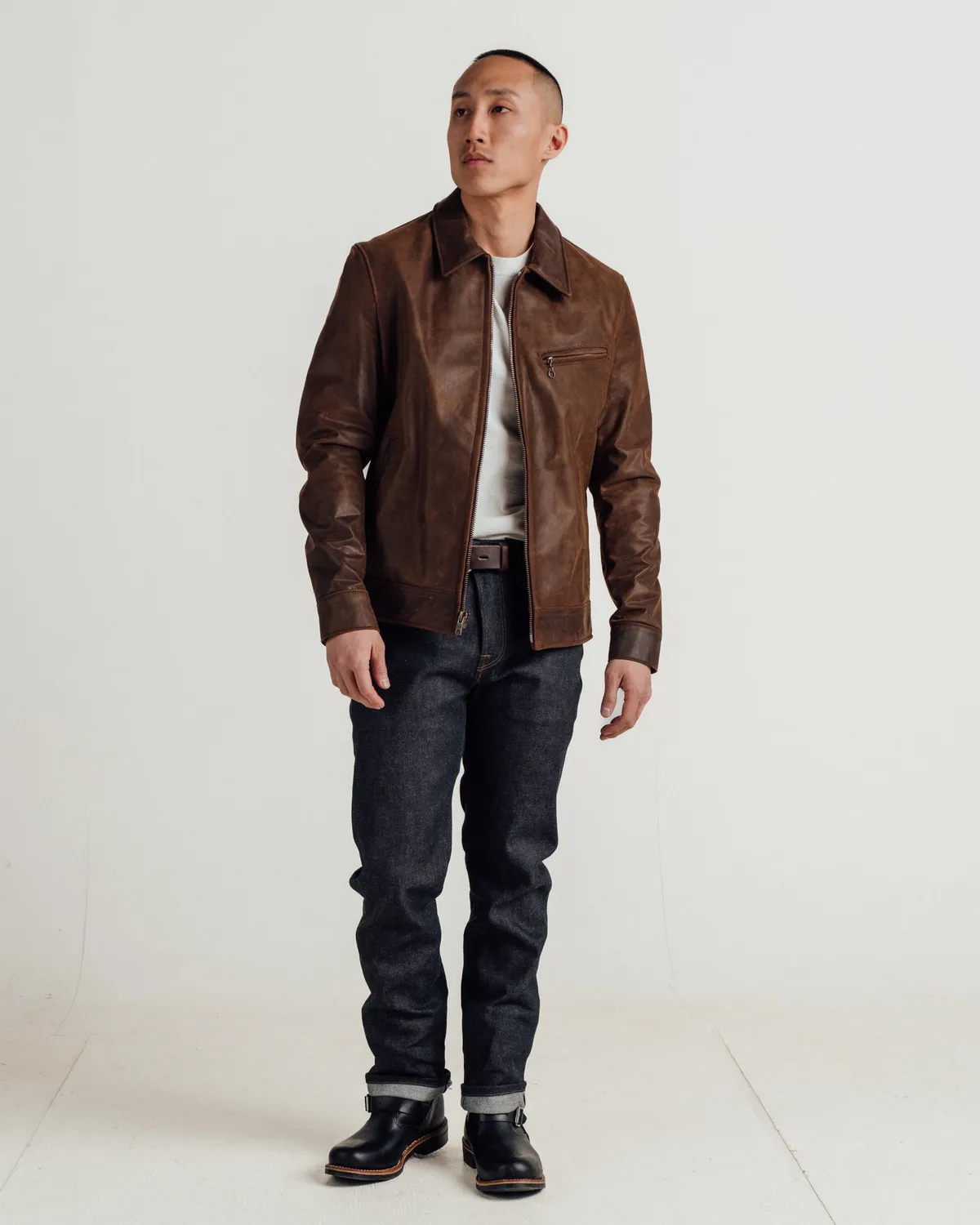 Schott NYC 592 skinnjakke brun myk