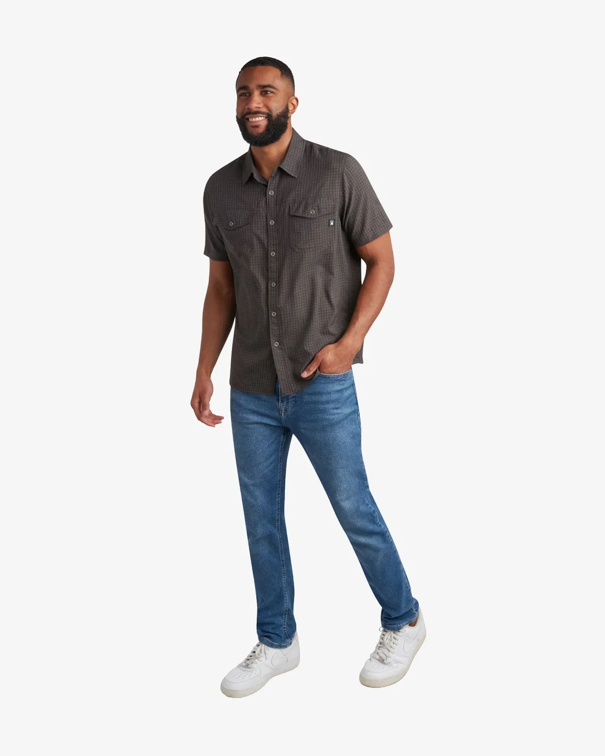 Spyder Mini Check poloskjorte heather black lett polyester
