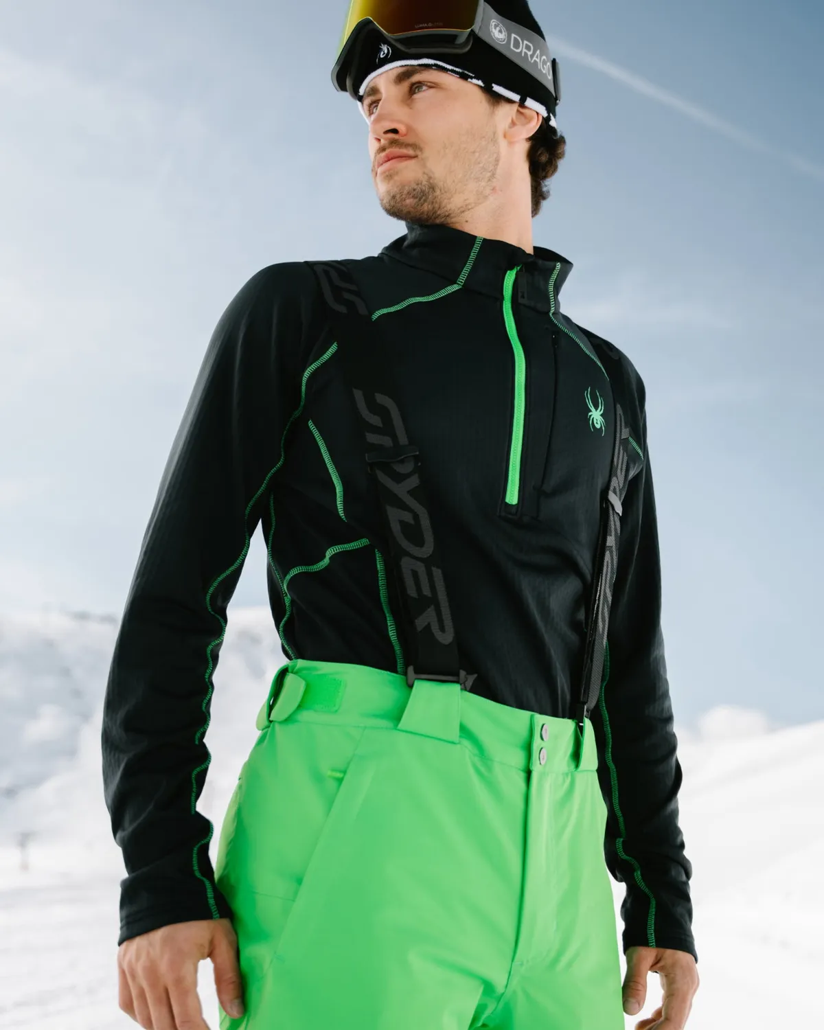 Spyder GridWeb fleecegenser strobe green halv zip