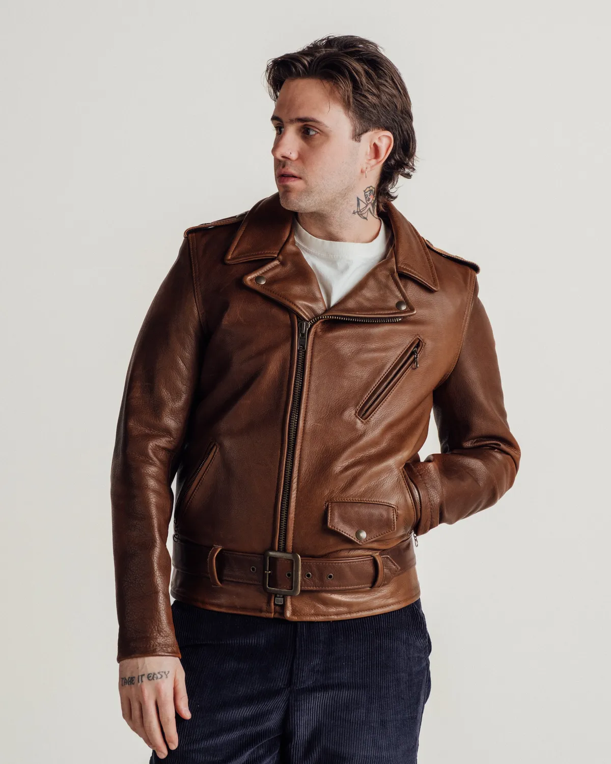 Schott NYC Perfecto 519 skinnjakke svart anilin-kuskinn