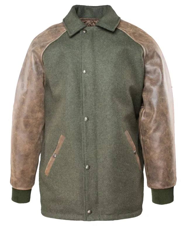 Schott NYC 7426 coachjakke oliven ull