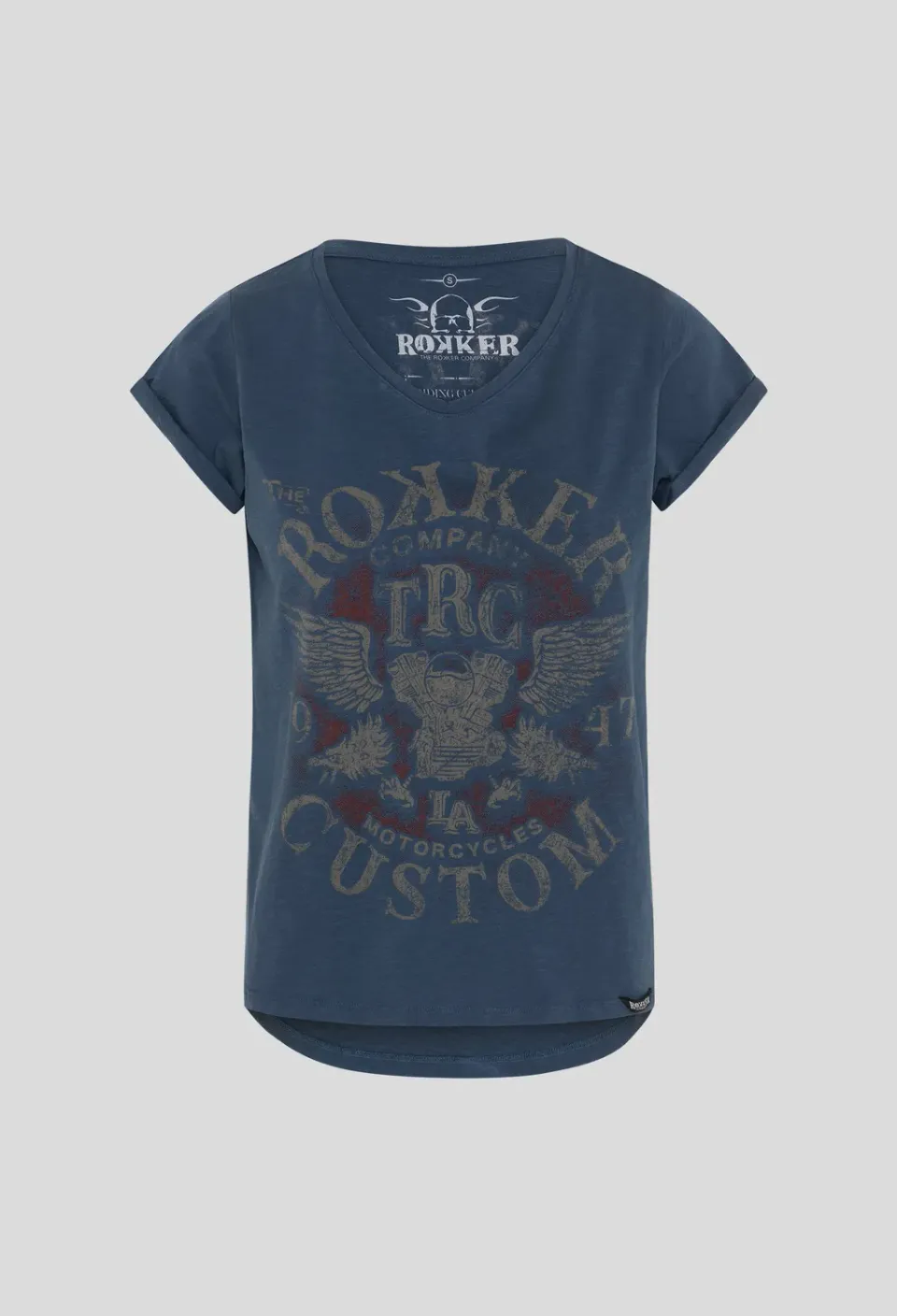 Rokker Custom Lady T-skjorte Blue dame bomull