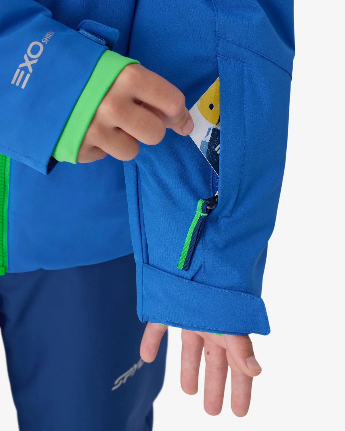 Spyder Leader skijakke gutt bold blue vanntett