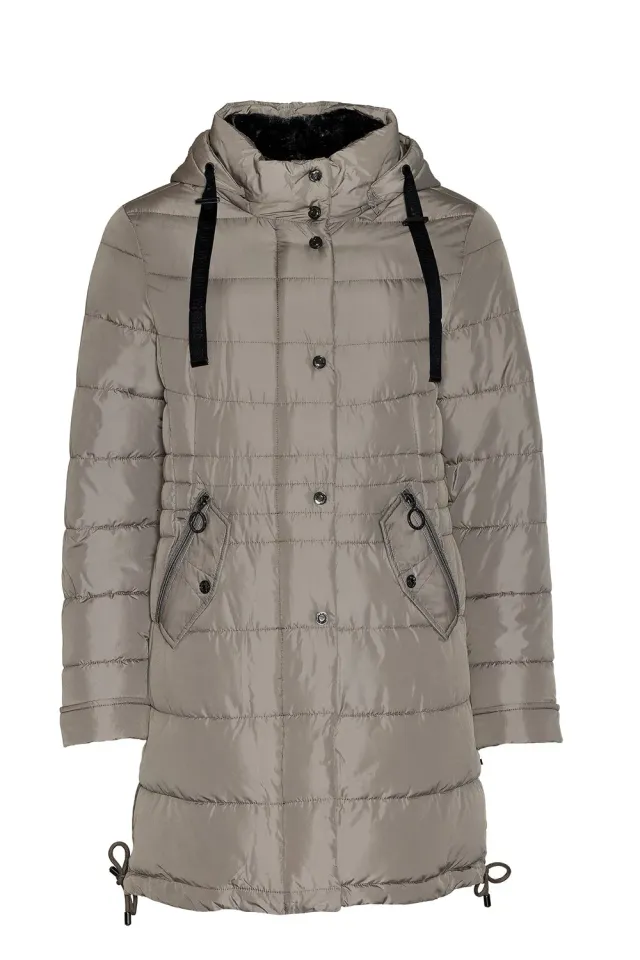 Windfield Haley vinterjakke taupe dame hette