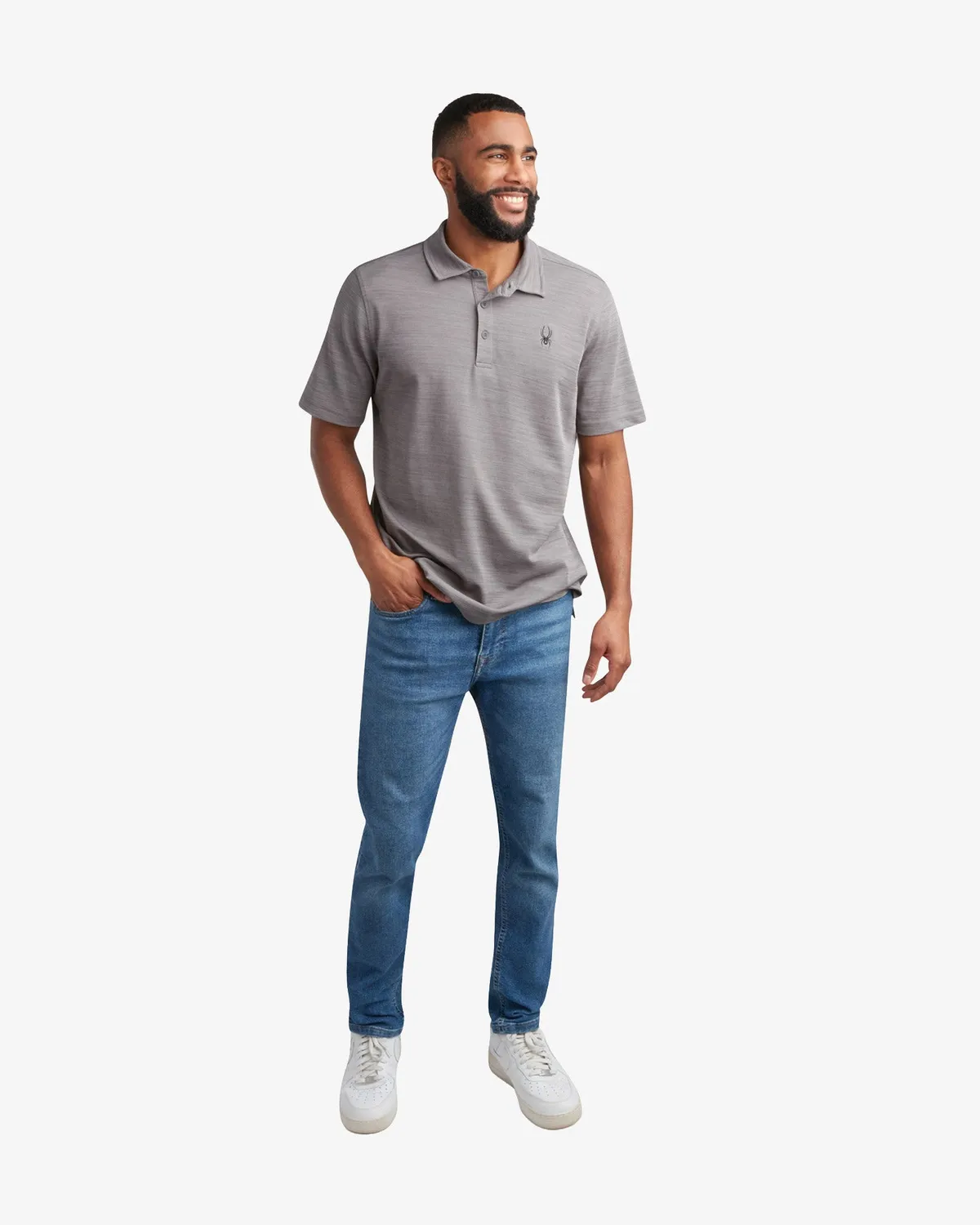 Spyder Tech polo herre heather gray UPF30