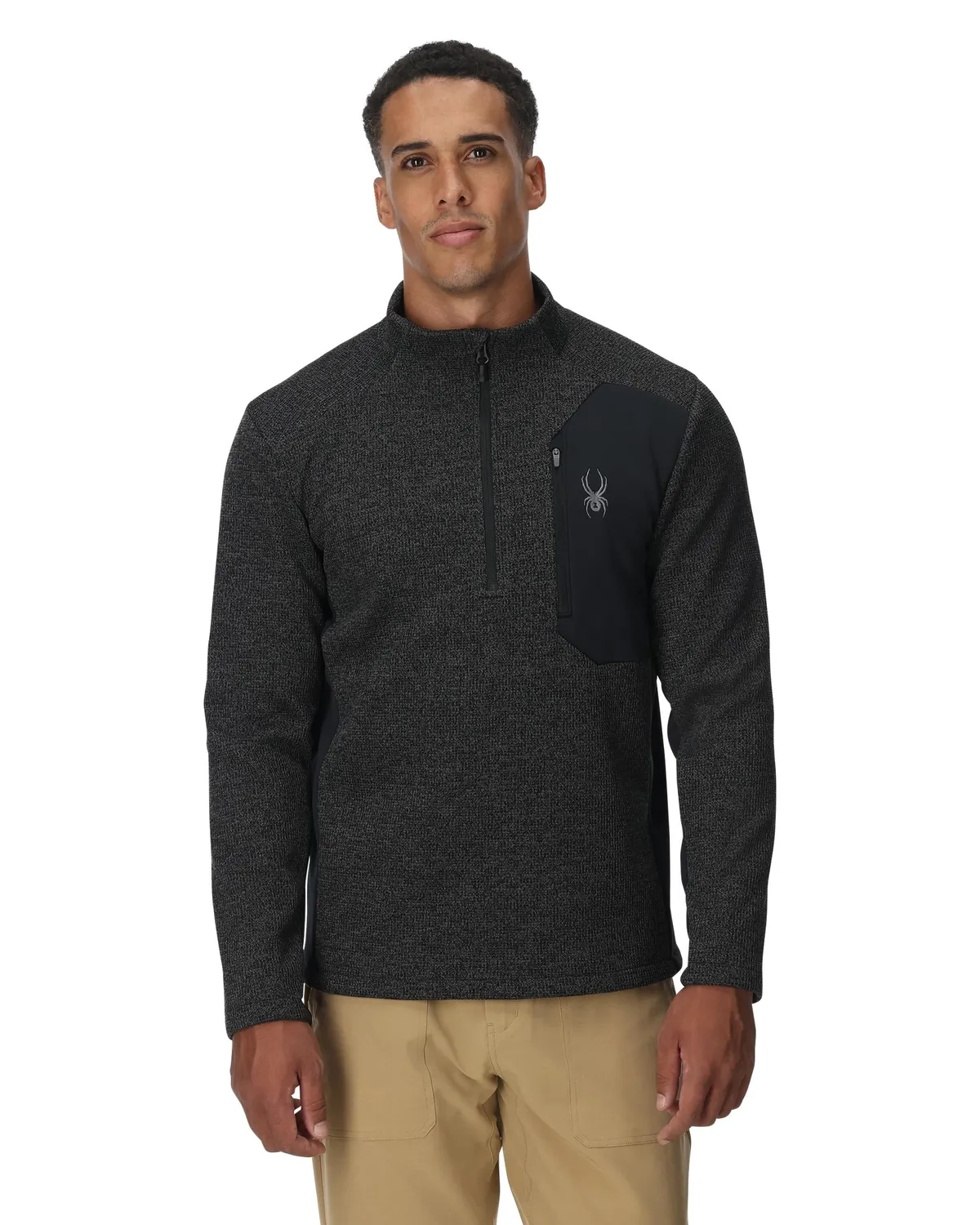 Spyder Bandit Half Zip fleecejakke limestone black M vindtett
