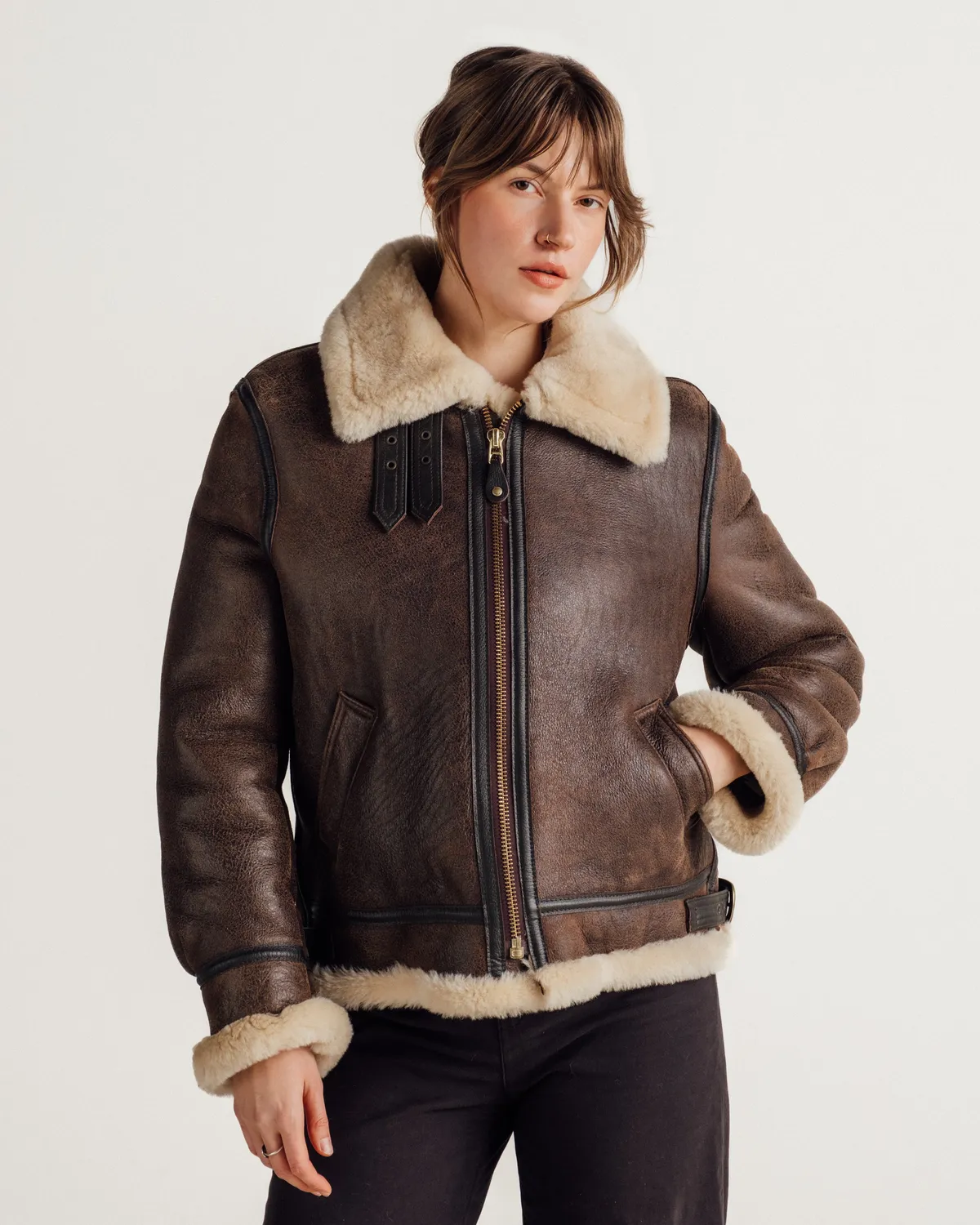 Schott NYC 247SW bomberjakke dame saueskinn brun