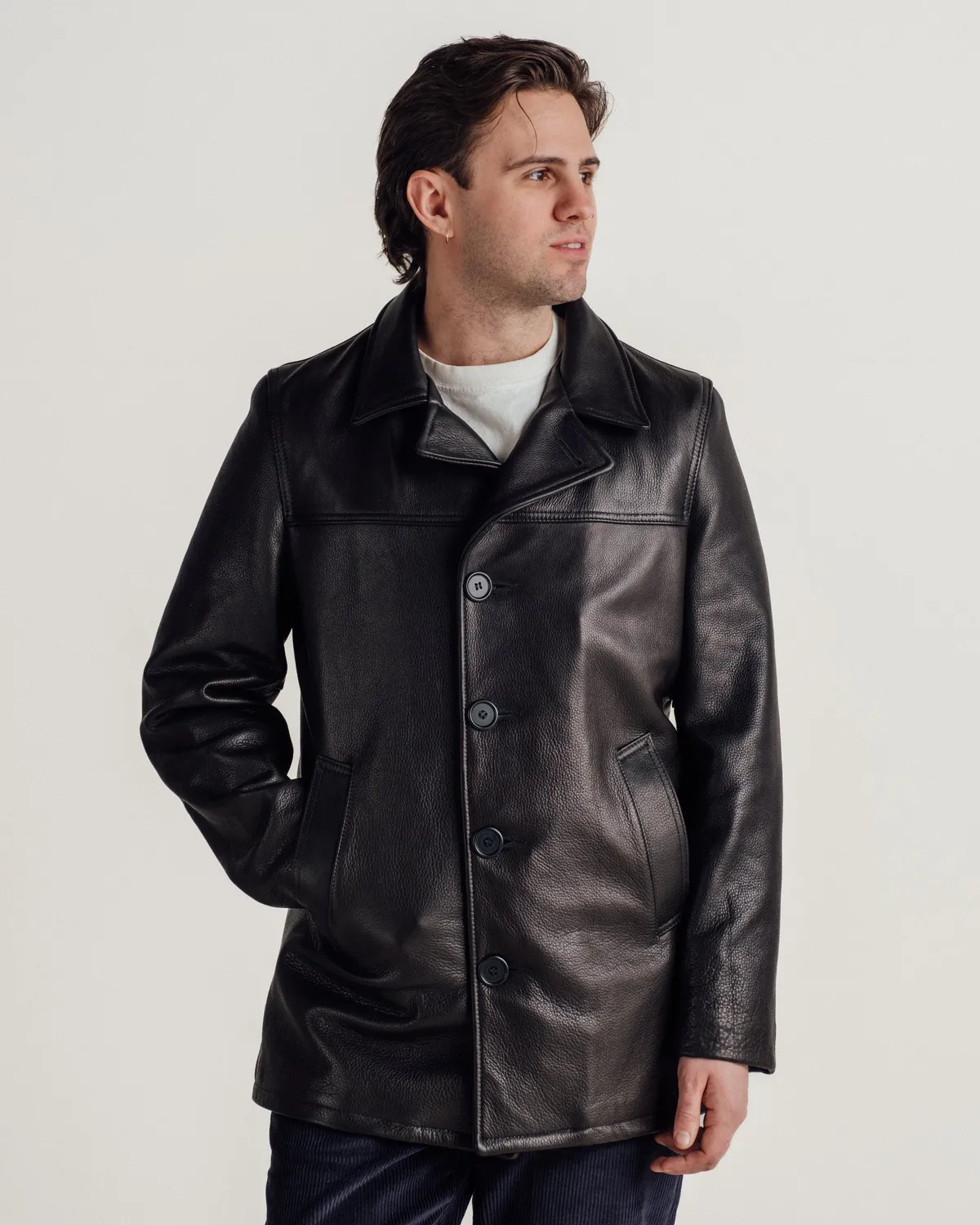 Schott NYC 564 car coat skinnjakke svart