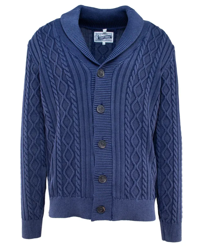 Schott NYC SW2416 cardigan Navy – bomull med sjalhals