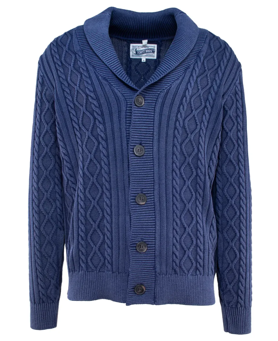 Schott NYC SW2416 cardigan Navy – bomull med sjalhals