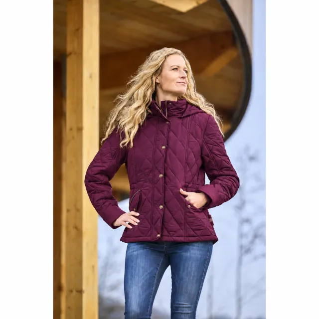 Danwear Windfield Kinga vinterjakke Wine quiltet lang
