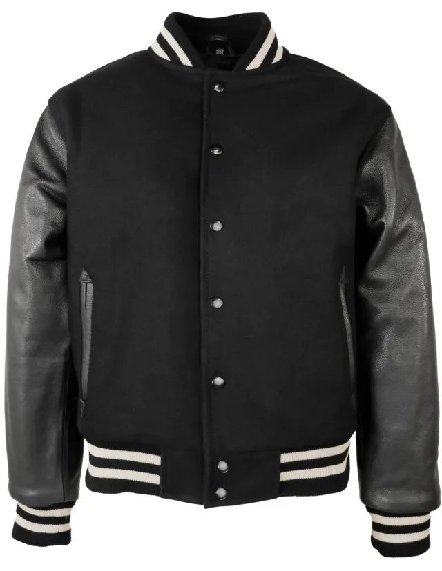 Schott NYC 770 varsityjakke svart ull og skinn