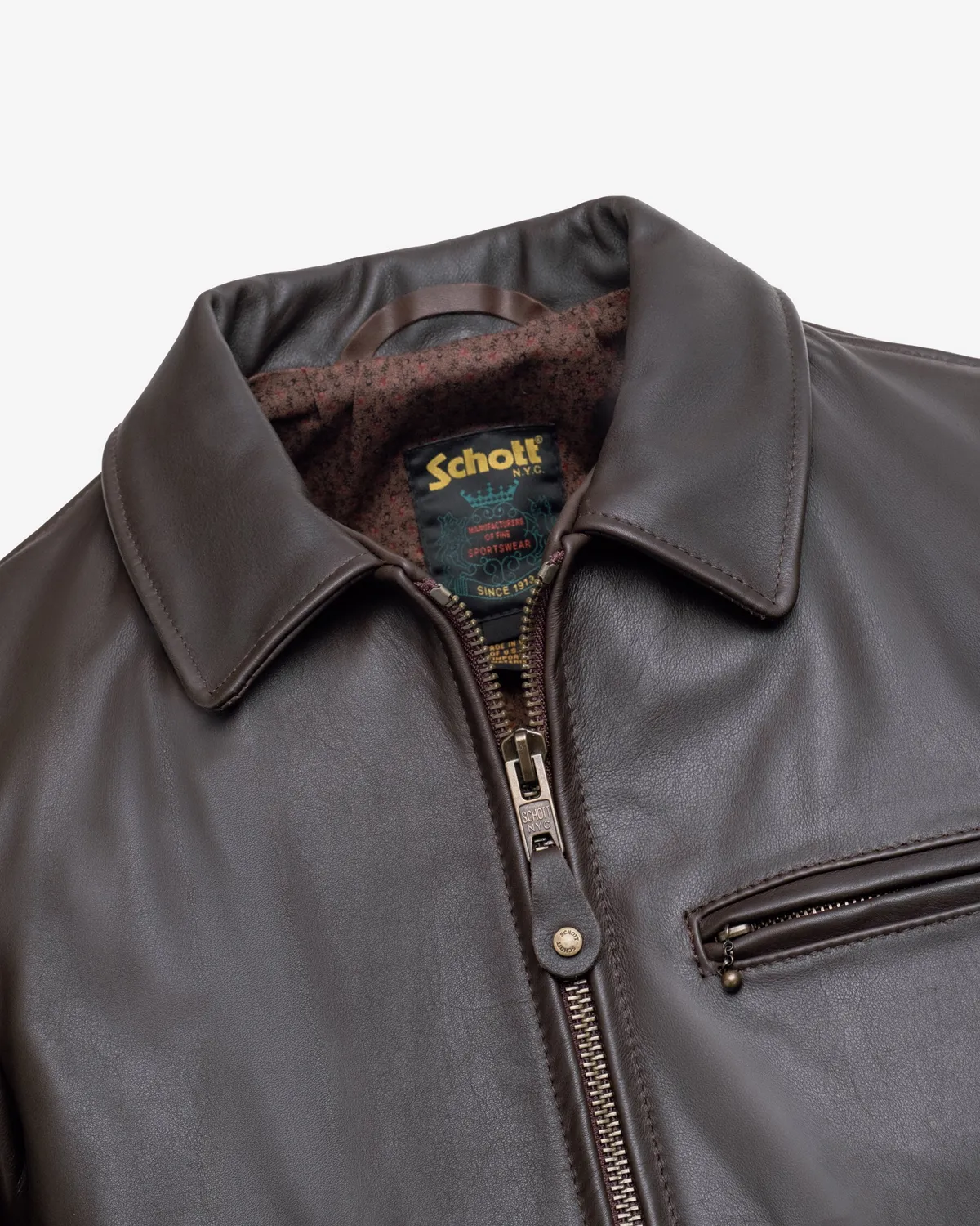 Schott NYC 546 deliveryjakke brun vokset