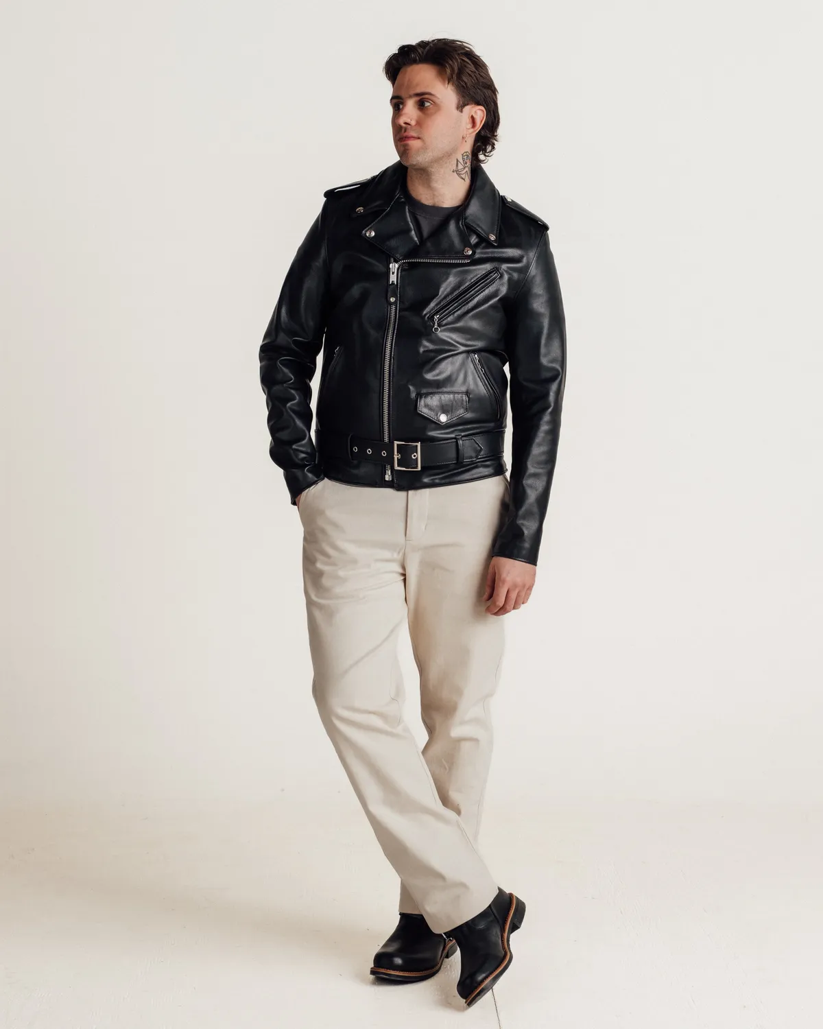 Schott NYC Perfecto 626 skinnjakke svart lett kuskinn