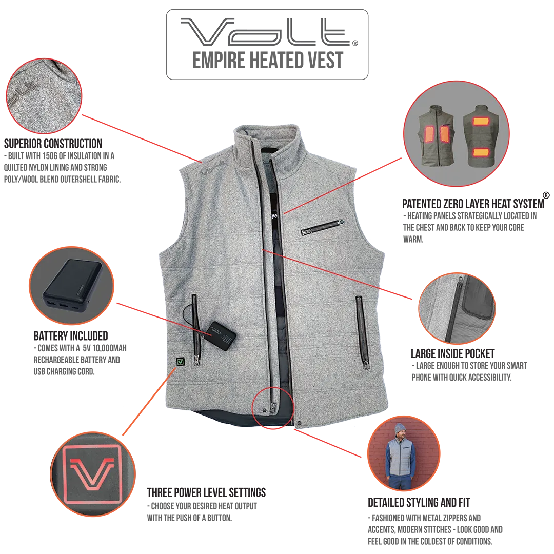 VoltHeat Empire 5V varmevest herre halvzip ull