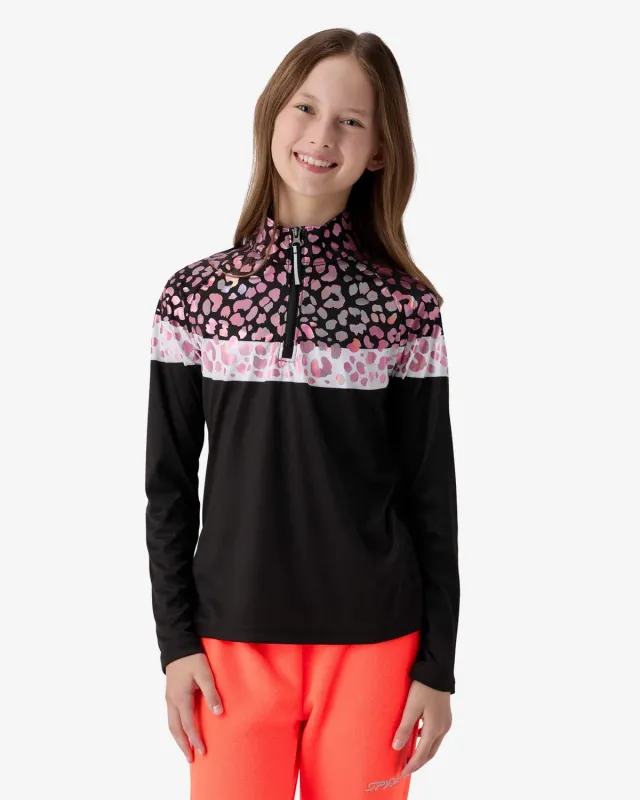 Spyder Surface Quarter Zip zip-genser jente leopard
