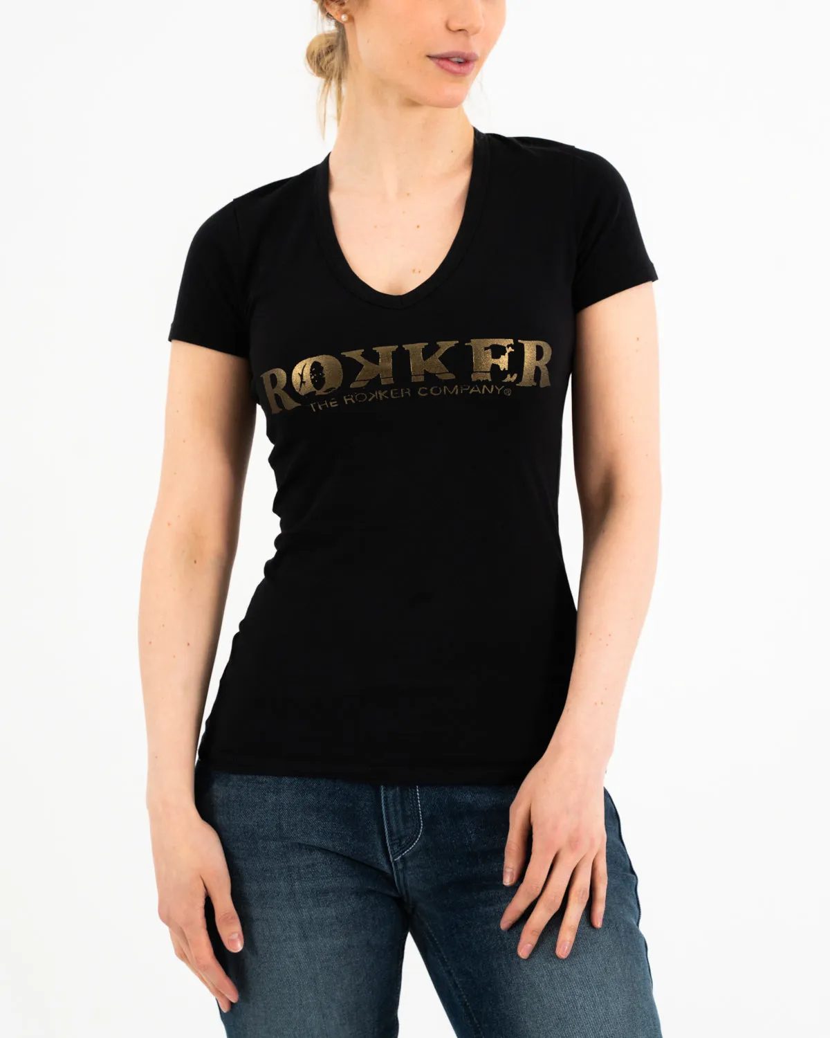 Rokker Diva t-skjorte dame gulltrykk
