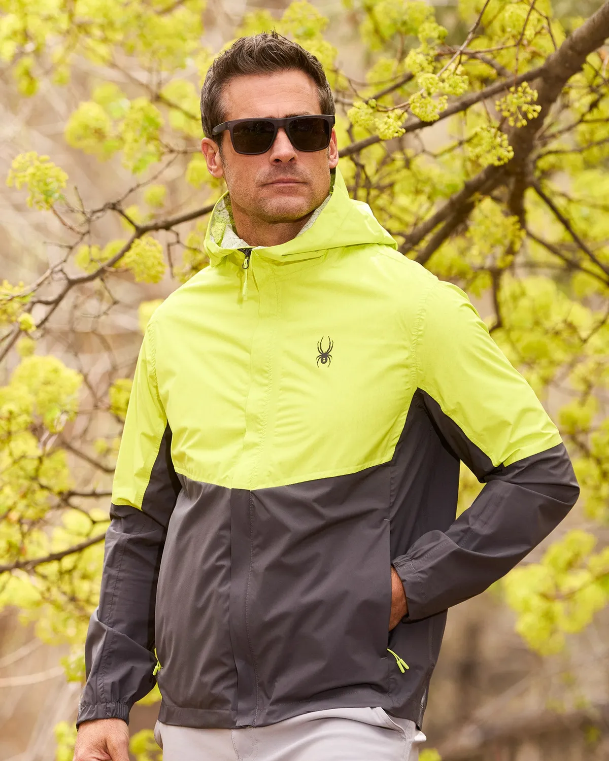 Spyder Cloudy Day regnjakke herre Lime vanntett